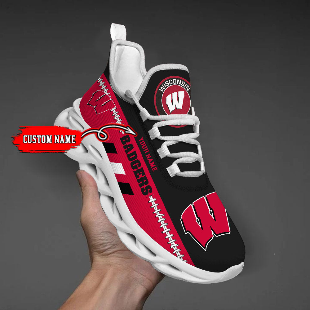 Ideafootwear Wisconsin Badgers Max Soul Shoes Sneakers For Men And Women