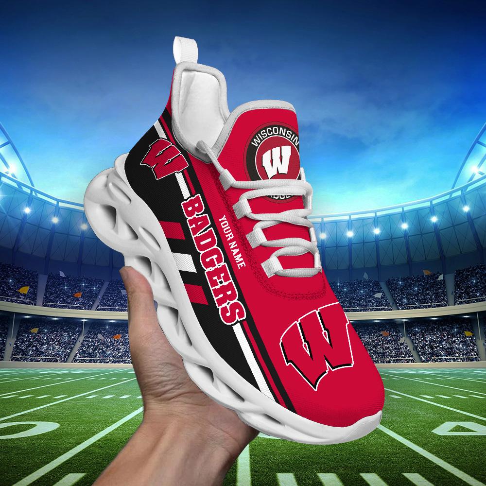 Ideafootwear Wisconsin Badgers Max Soul Shoes Sneakers For Men And Women