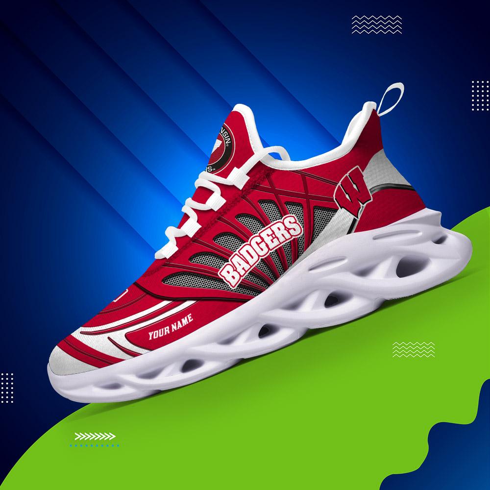 Ideafootwear Wisconsin Badgers Max Soul Shoes Sneakers For Men And Women
