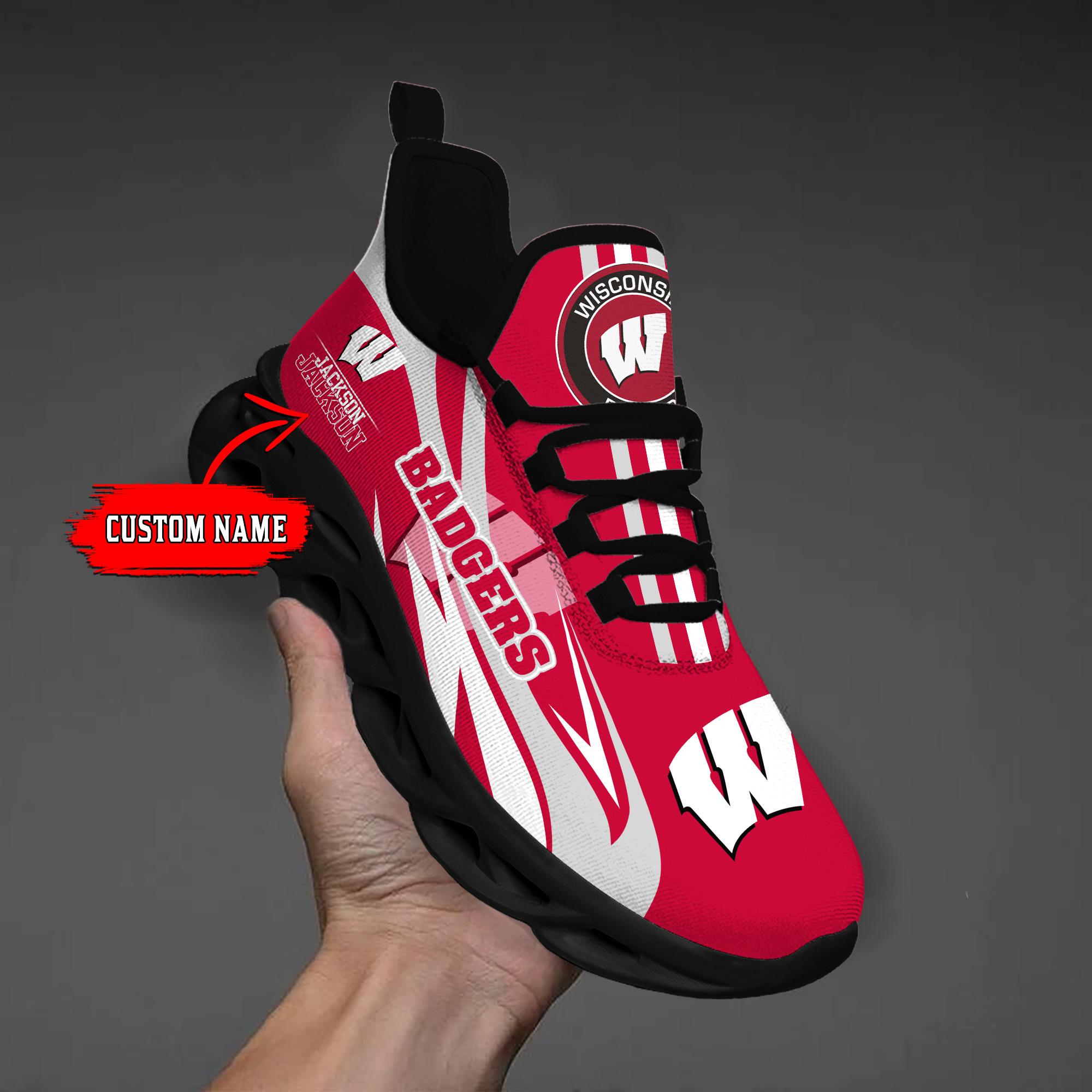 Ideafootwear Wisconsin Badgers Max Soul Shoes Sneakers For Men And Women