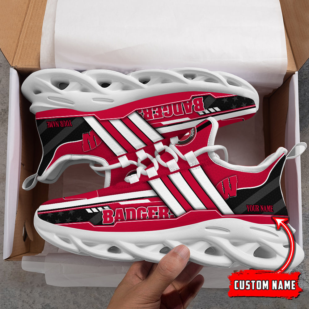 Ideafootwear Wisconsin Badgers Max Soul Shoes Sneakers For Men And Women