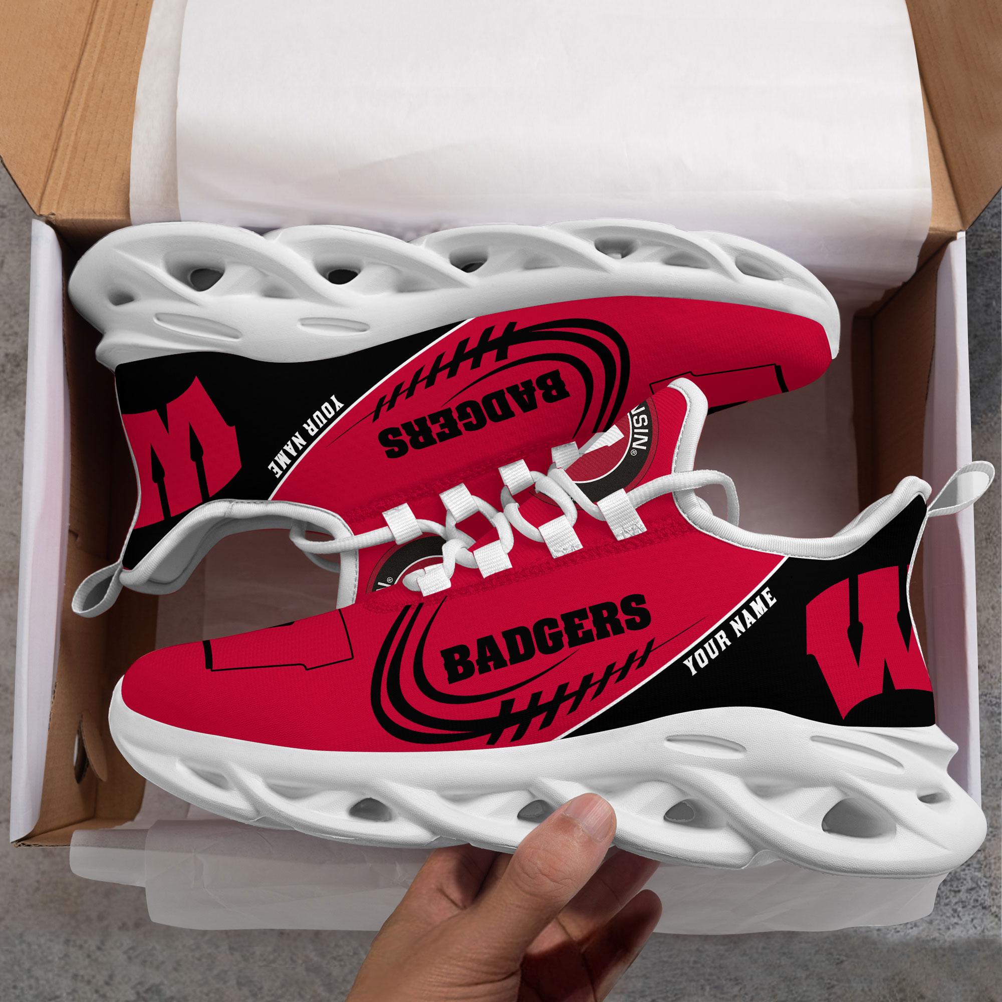 Ideafootwear Wisconsin Badgers Max Soul Shoes Sneakers For Men And Women