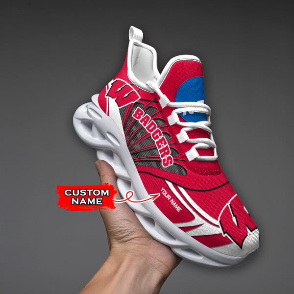Ideafootwear Wisconsin Badgers NCAA Max Soul Shoes Sneakers For Men And Women