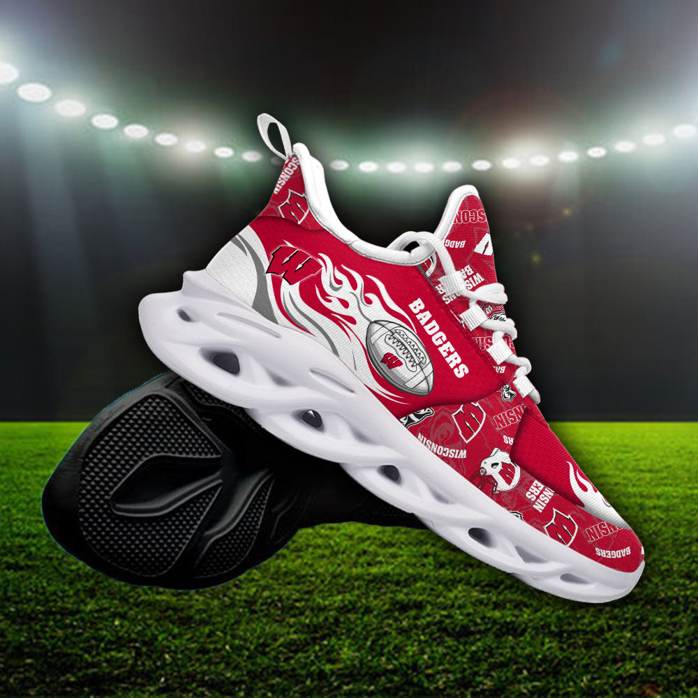 Ideafootwear Wisconsin Badgers NCAA Max Soul Shoes Sneakers For Men And Women