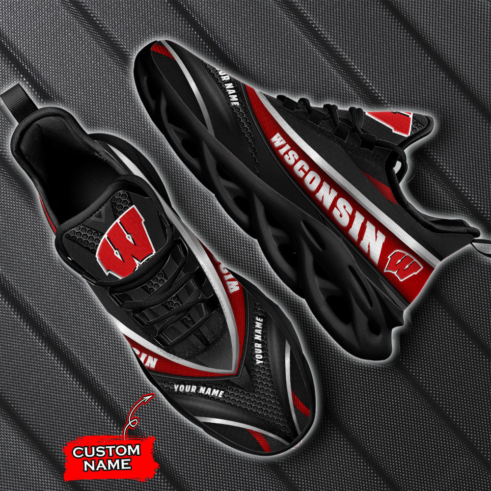 Ideafootwear Wisconsin Badgers NCAA Max Soul Shoes Sneakers For Men And Women