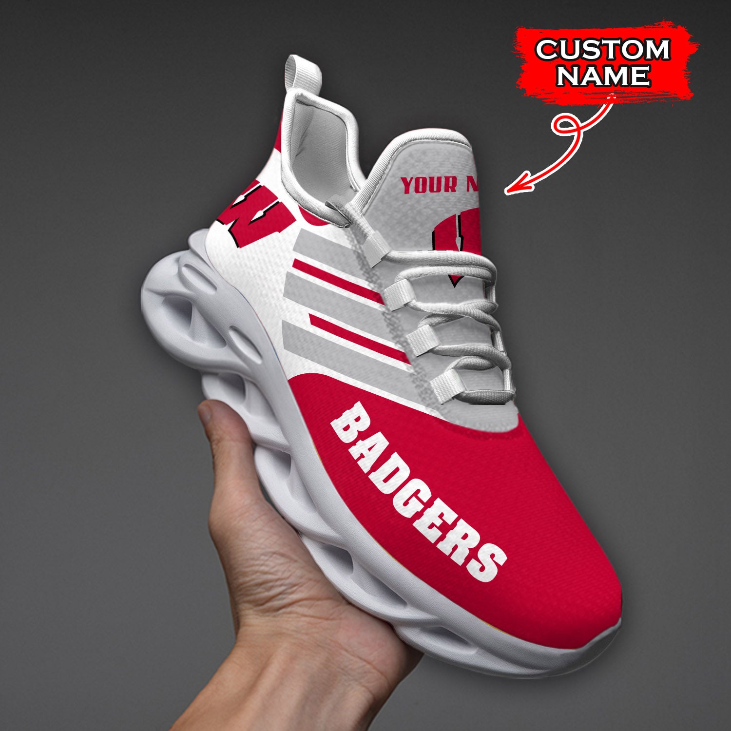 Ideafootwear Wisconsin Badgers NCAA Max Soul Shoes Sneakers For Men And Women