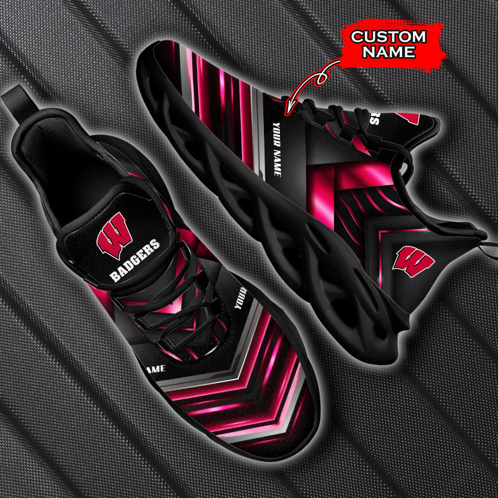 Ideafootwear Wisconsin Badgers NCAA Max Soul Shoes Sneakers For Men And Women