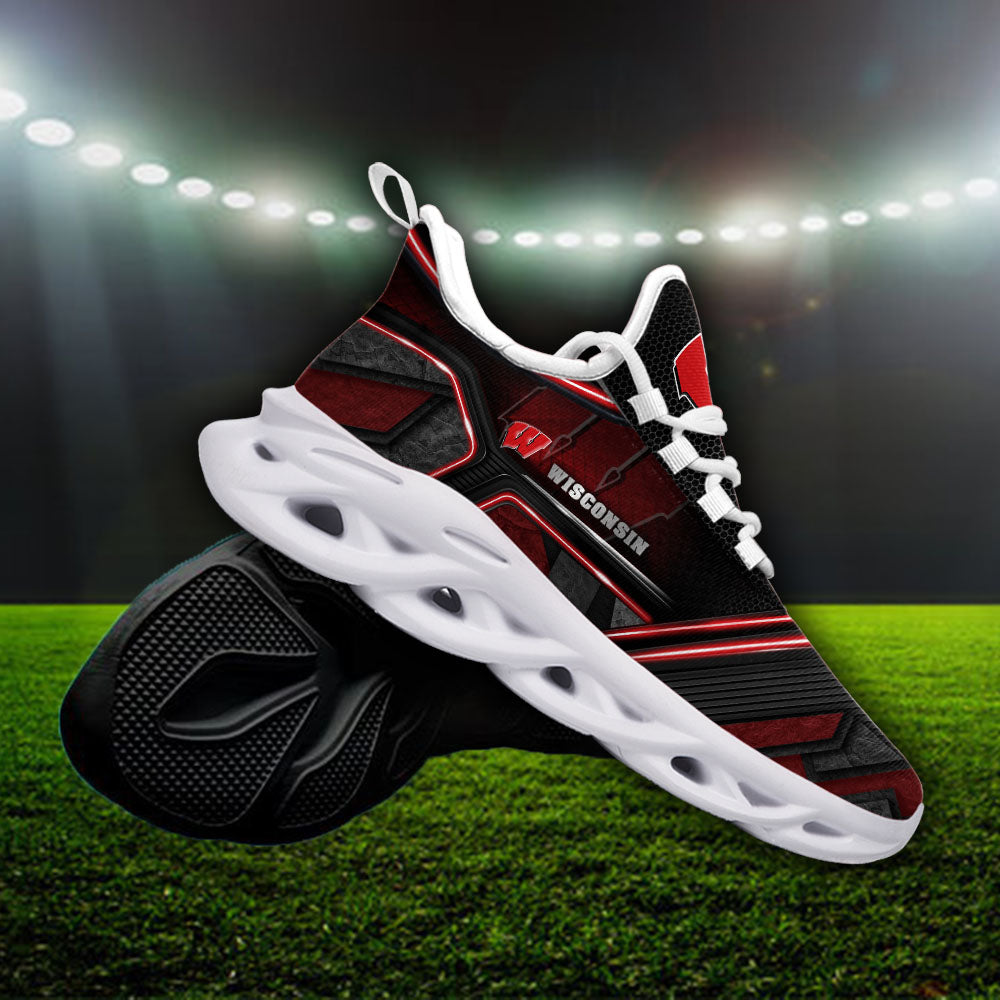 Ideafootwear Wisconsin Badgers NCAA Max Soul Shoes Sneakers For Men And Women