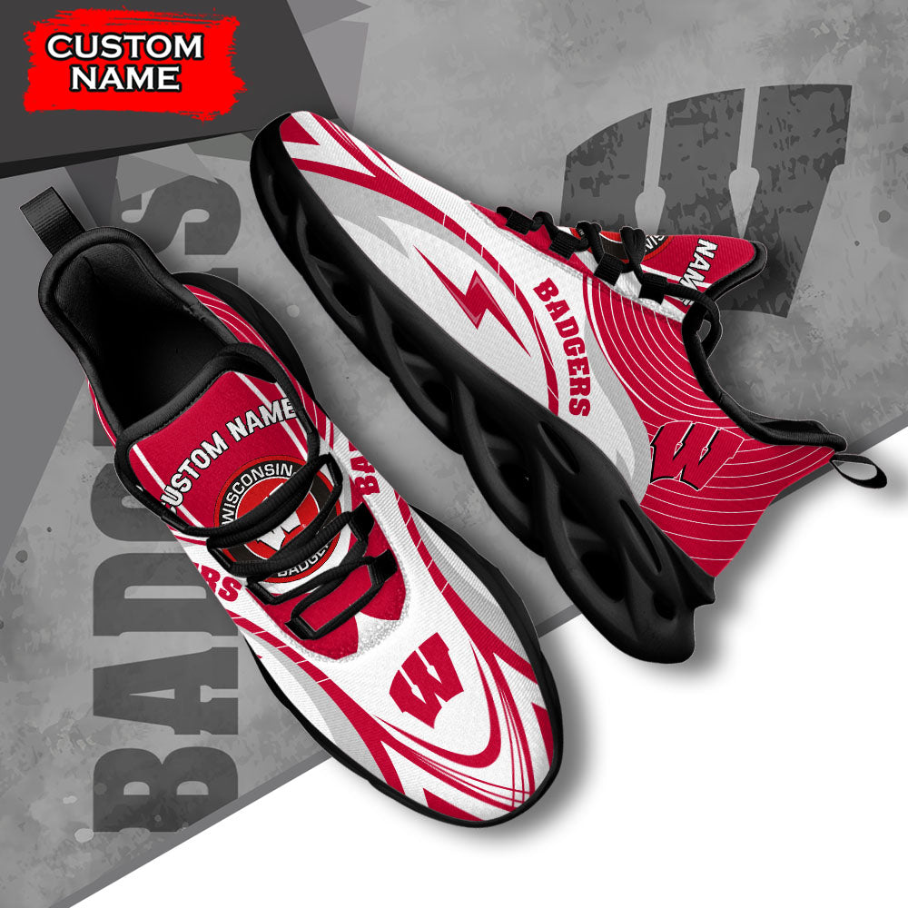 Ideafootwear Wisconsin Badgers NCAA Max Soul Shoes Sneakers For Men And Women