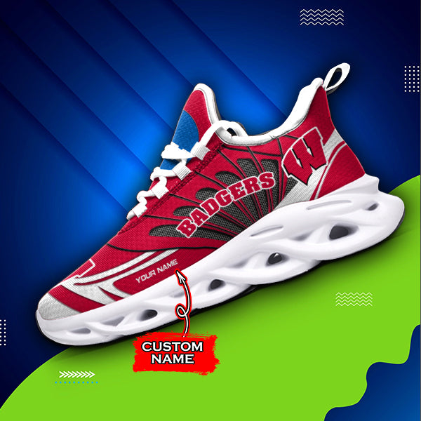 Ideafootwear Wisconsin Badgers NCAA Max Soul Shoes Sneakers For Men And Women