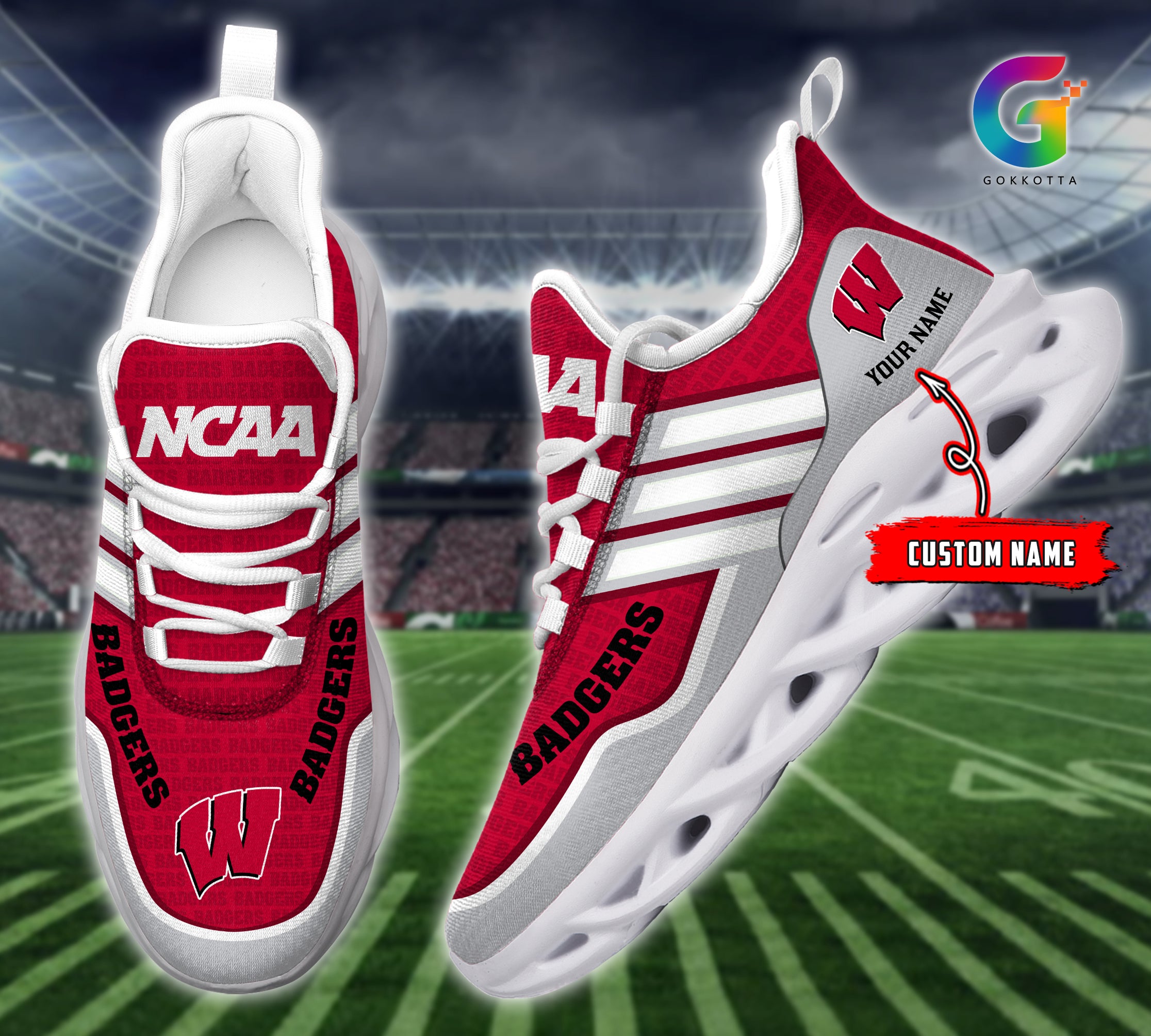 Ideafootwear Wisconsin Badgers NCAA Max Soul Shoes Sneakers For Men And Women