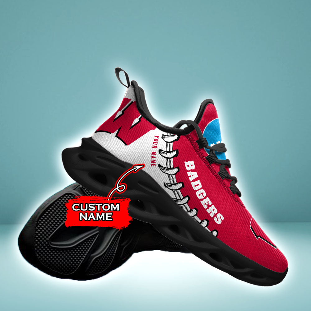 Ideafootwear Wisconsin Badgers NCAA Max Soul Shoes Sneakers For Men And Women
