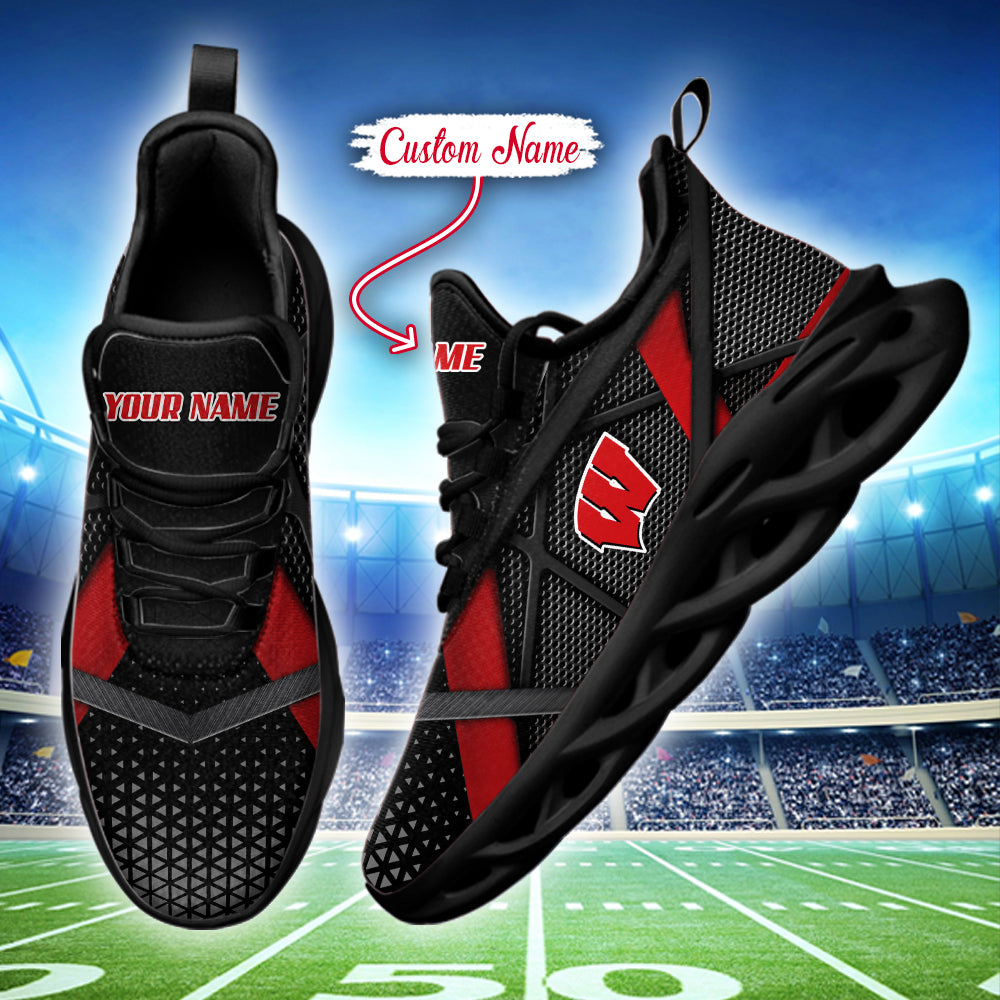 Ideafootwear Wisconsin Badgers NCAA Max Soul Shoes Sneakers For Men And Women