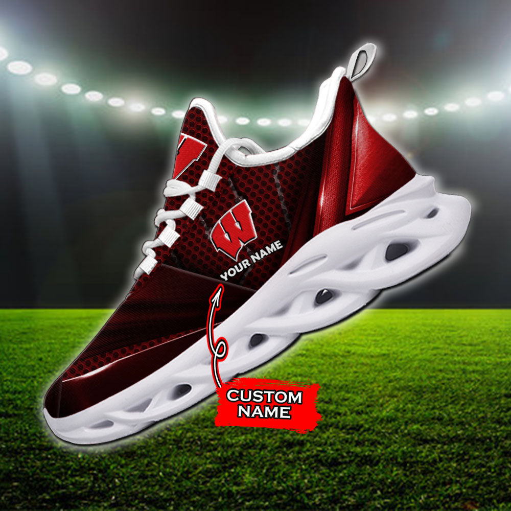 Ideafootwear Wisconsin Badgers NCAA Max Soul Shoes Sneakers For Men And Women