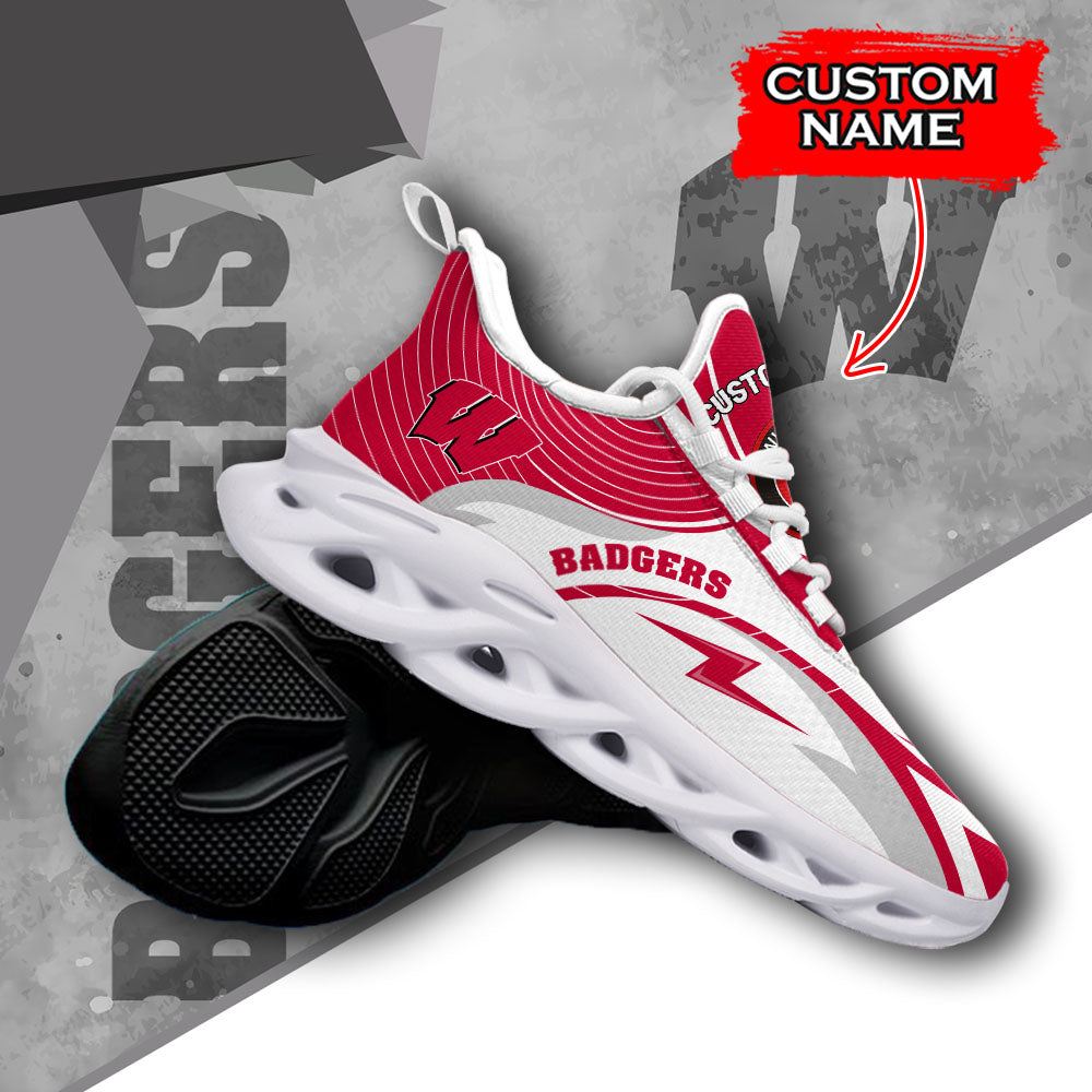 Ideafootwear Wisconsin Badgers NCAA Max Soul Shoes Sneakers For Men And Women