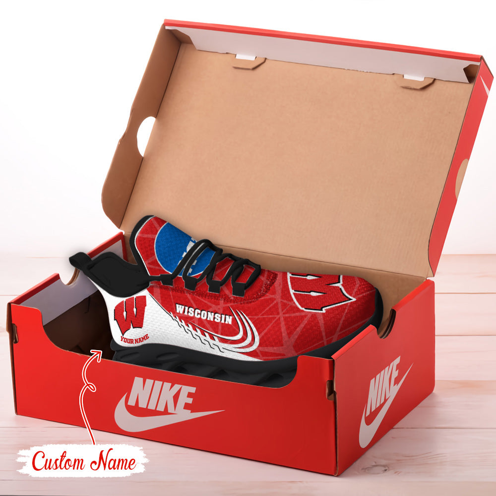 Ideafootwear Wisconsin Badgers NCAA Max Soul Shoes Sneakers For Men And Women