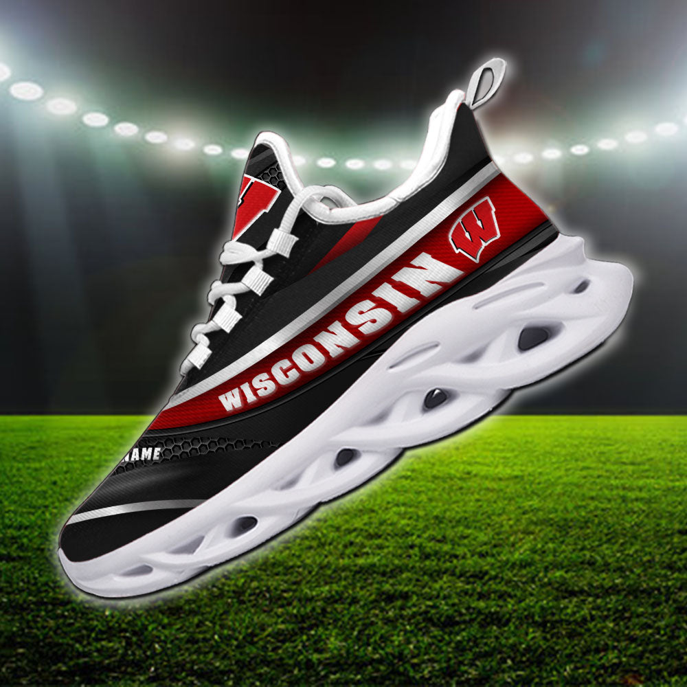 Ideafootwear Wisconsin Badgers NCAA Max Soul Shoes Sneakers For Men And Women