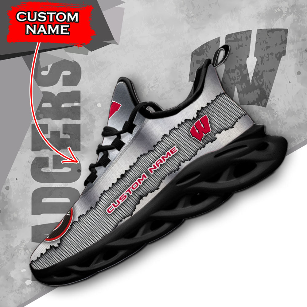 Ideafootwear Wisconsin Badgers NCAA Max Soul Shoes Sneakers For Men And Women