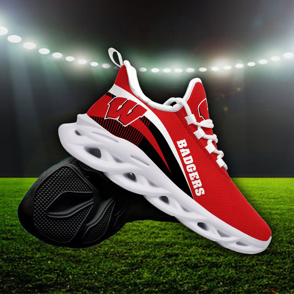 Ideafootwear Wisconsin Badgers NCAA Max Soul Shoes Sneakers For Men And Women
