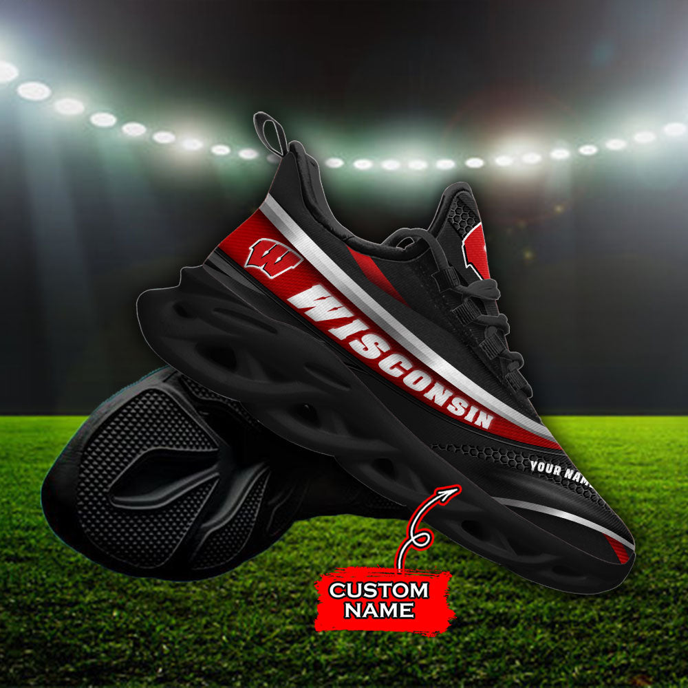 Ideafootwear Wisconsin Badgers NCAA Max Soul Shoes Sneakers For Men And Women