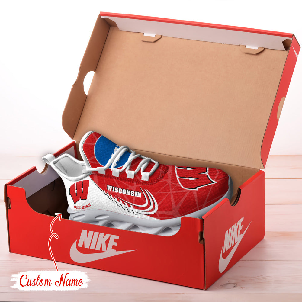 Ideafootwear Wisconsin Badgers NCAA Max Soul Shoes Sneakers For Men And Women