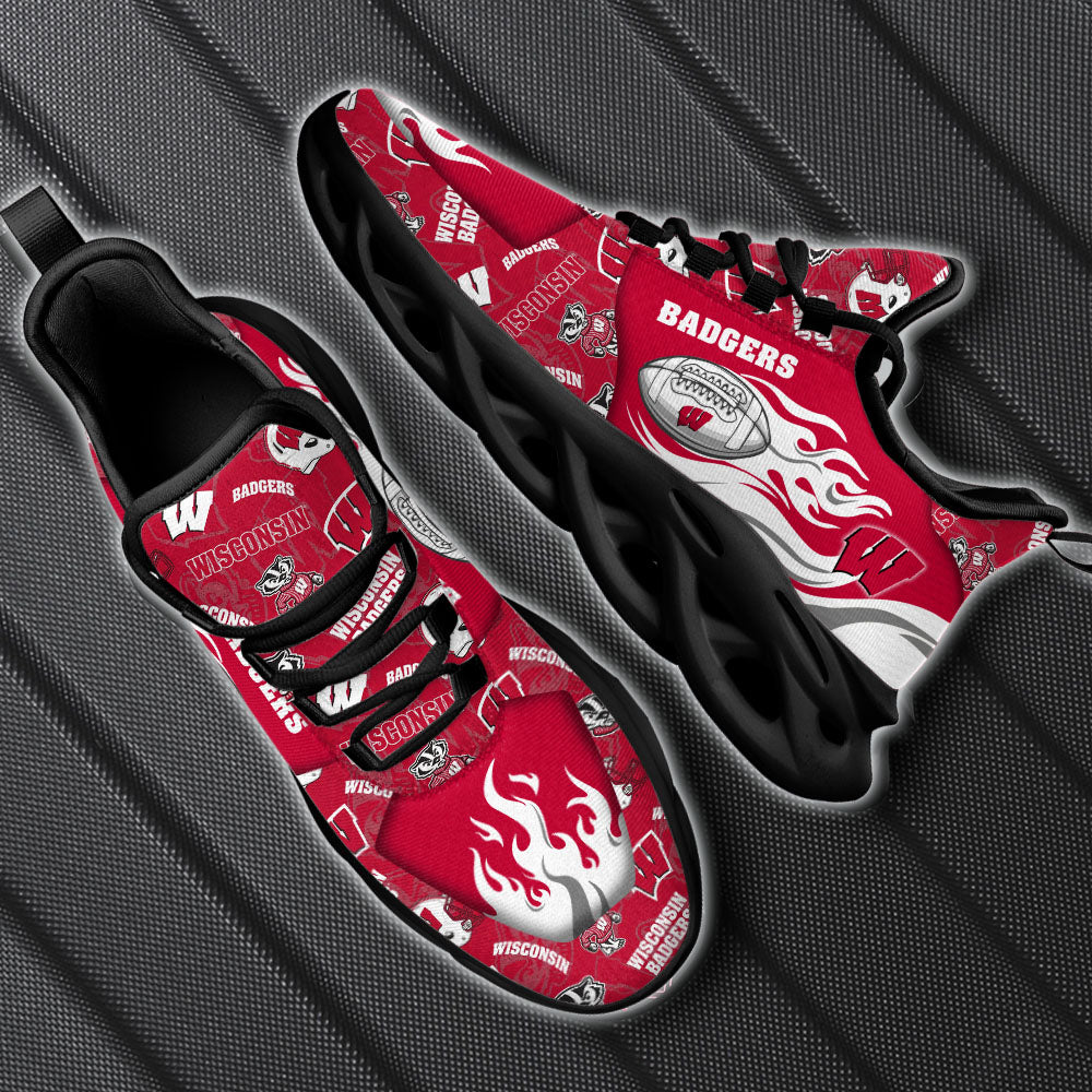 Ideafootwear Wisconsin Badgers NCAA Max Soul Shoes Sneakers For Men And Women