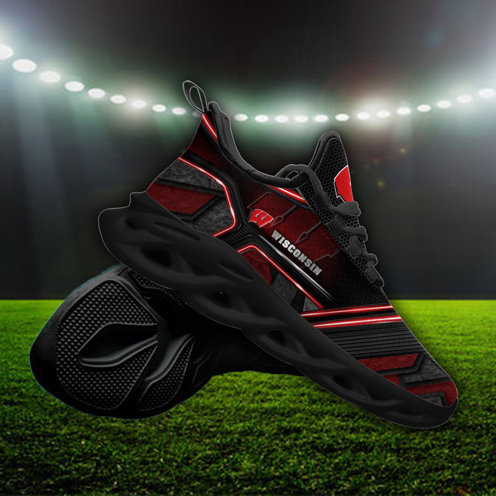 Ideafootwear Wisconsin Badgers NCAA Max Soul Shoes Sneakers For Men And Women