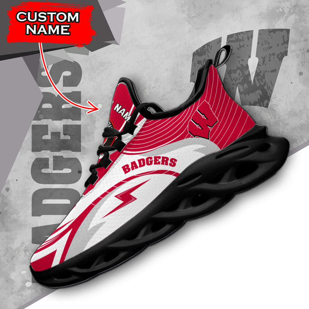Ideafootwear Wisconsin Badgers NCAA Max Soul Shoes Sneakers For Men And Women