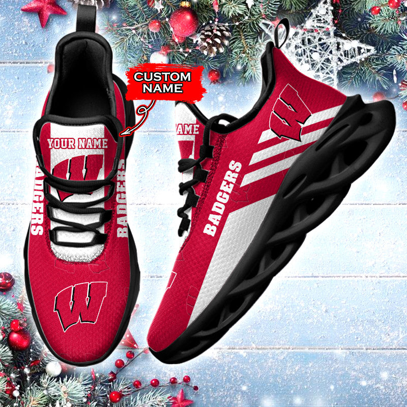 Ideafootwear Wisconsin Badgers NCAA Max Soul Shoes Sneakers For Men And Women