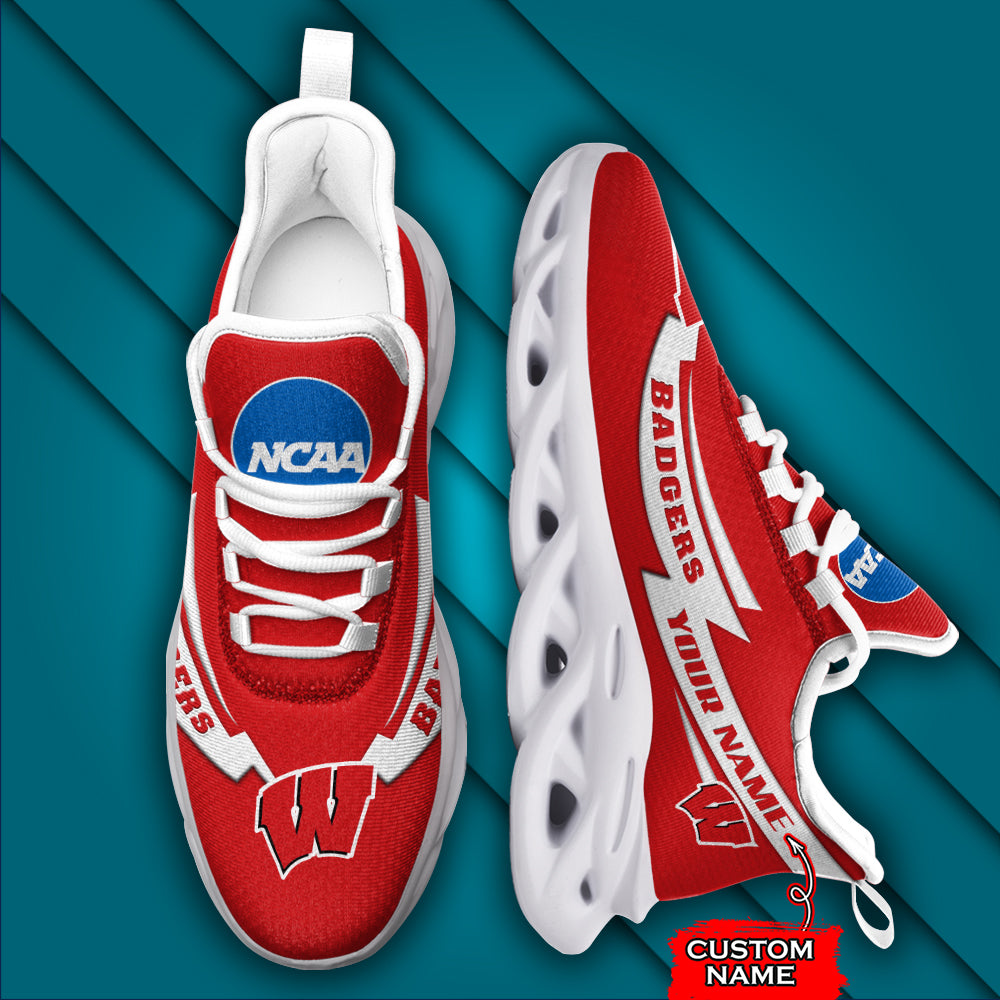 Ideafootwear Wisconsin Badgers NCAA Max Soul Shoes Sneakers For Men And Women