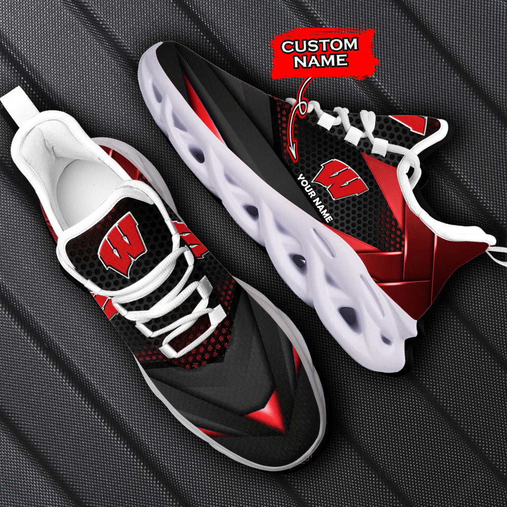 Ideafootwear Wisconsin Badgers NCAA Max Soul Shoes Sneakers For Men And Women