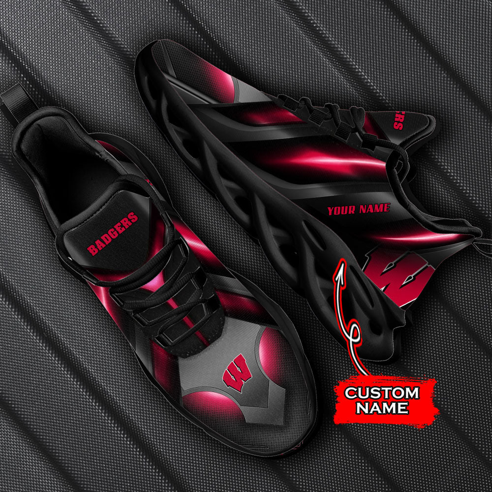 Ideafootwear Wisconsin Badgers NCAA Max Soul Shoes Sneakers For Men And Women