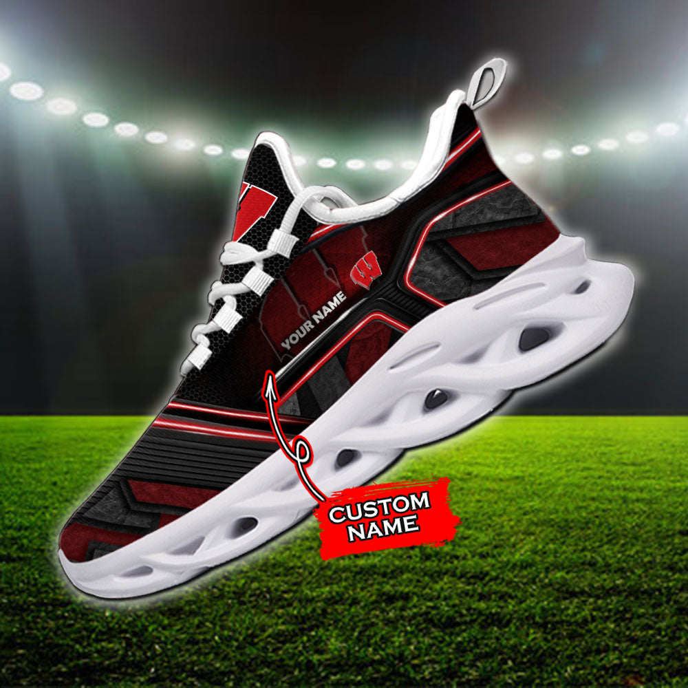 Ideafootwear Wisconsin Badgers NCAA Max Soul Shoes Sneakers For Men And Women