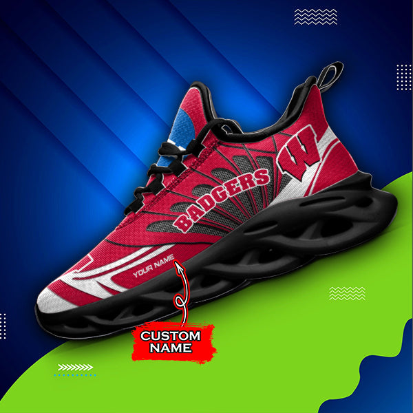 Ideafootwear Wisconsin Badgers NCAA Max Soul Shoes Sneakers For Men And Women