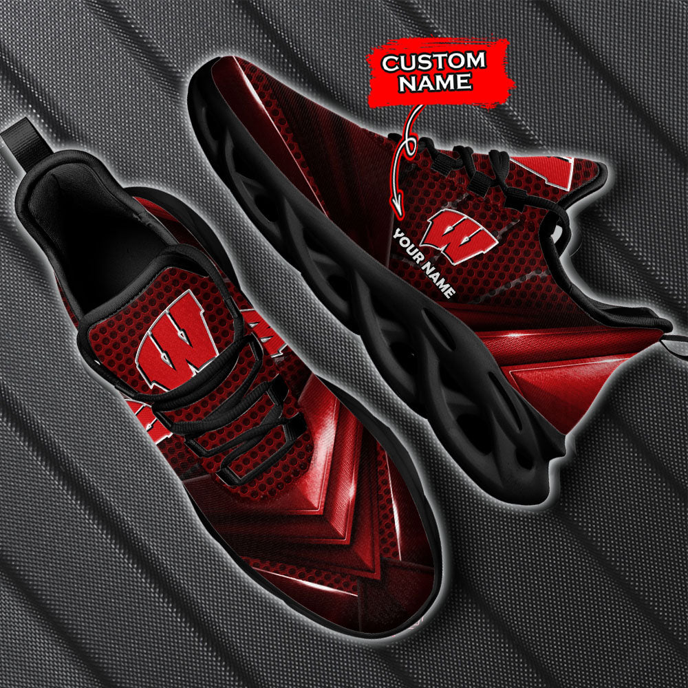 Ideafootwear Wisconsin Badgers NCAA Max Soul Shoes Sneakers For Men And Women