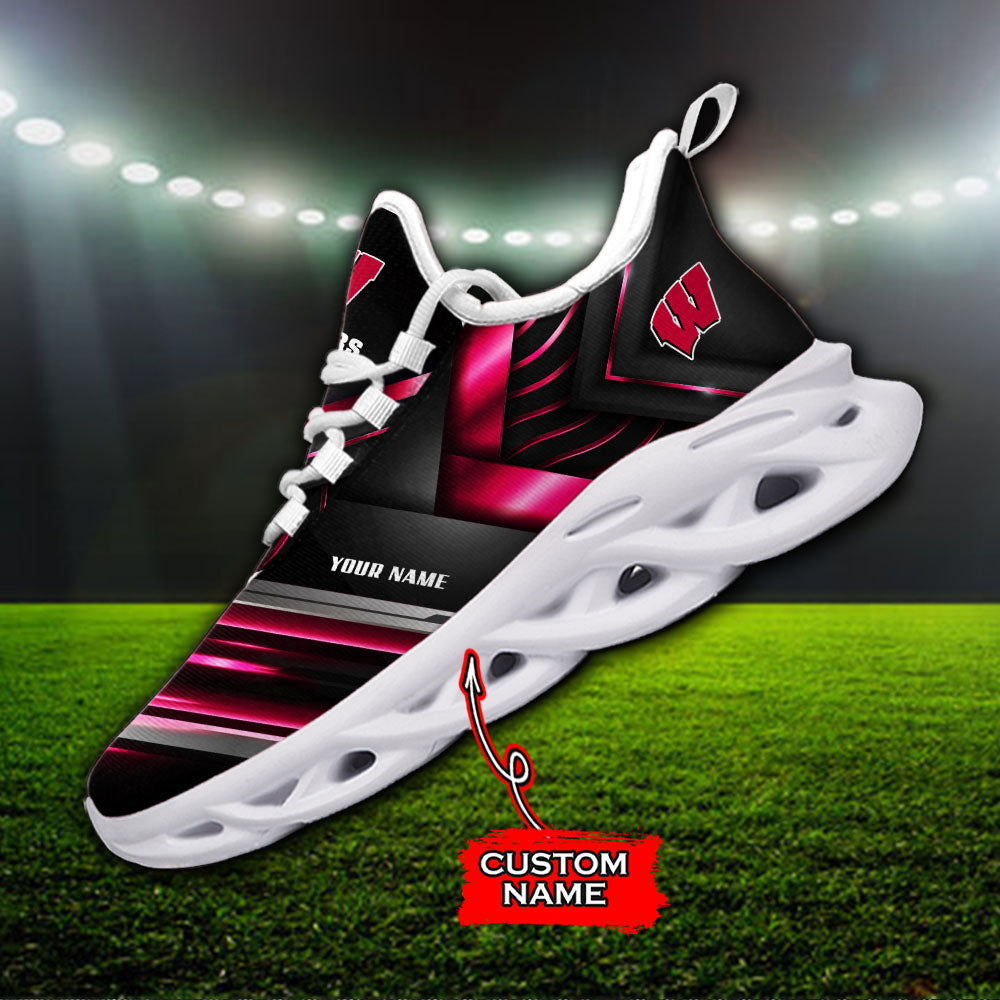 Ideafootwear Wisconsin Badgers NCAA Max Soul Shoes Sneakers For Men And Women