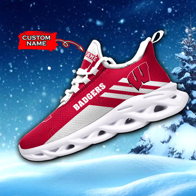 Ideafootwear Wisconsin Badgers NCAA Max Soul Shoes Sneakers For Men And Women
