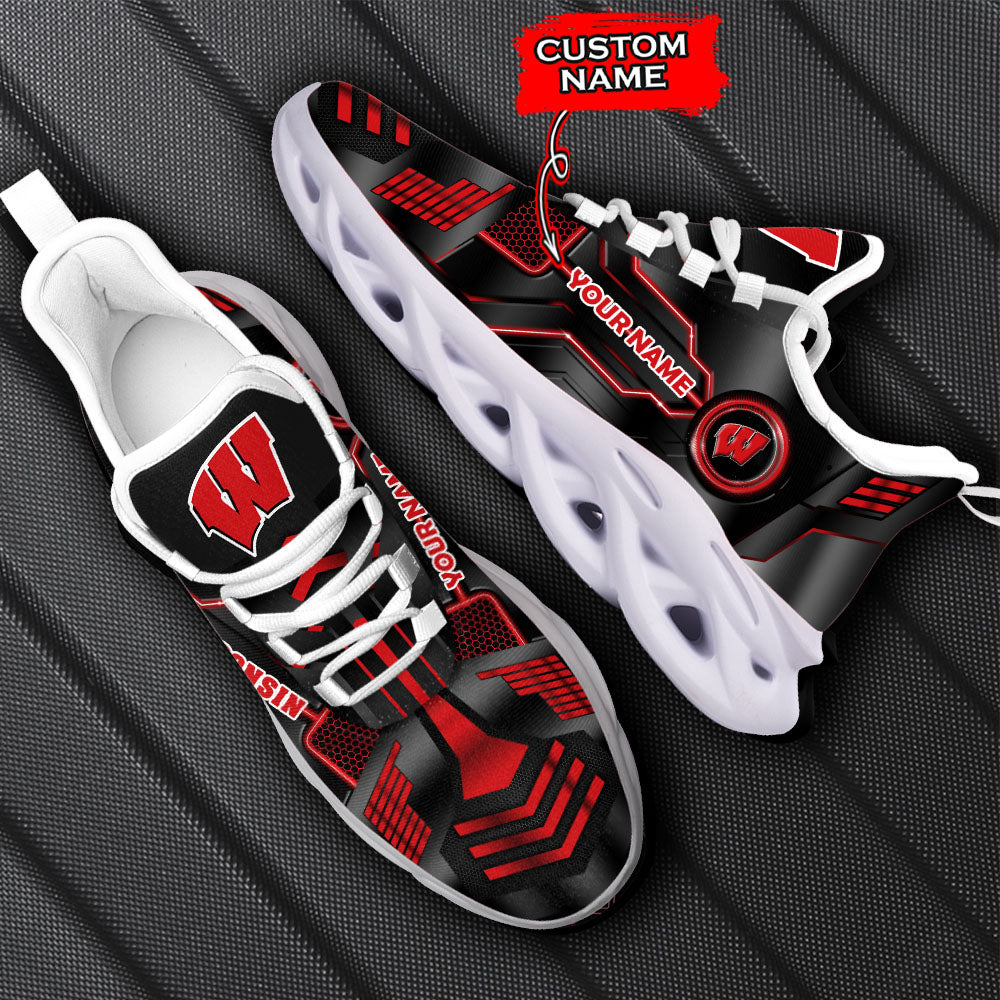 Ideafootwear Wisconsin Badgers NCAA Max Soul Shoes Sneakers For Men And Women