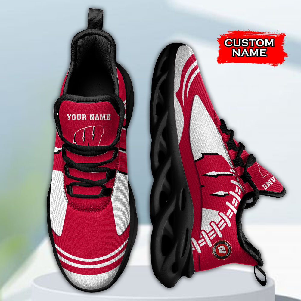 Ideafootwear Wisconsin Badgers NCAA Max Soul Shoes Sneakers For Men And Women