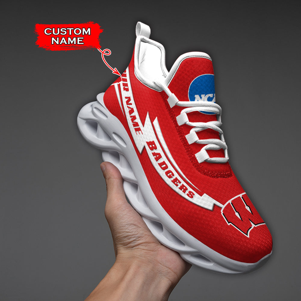 Ideafootwear Wisconsin Badgers NCAA Max Soul Shoes Sneakers For Men And Women