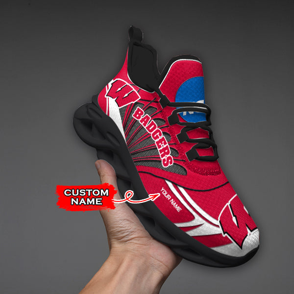 Ideafootwear Wisconsin Badgers NCAA Max Soul Shoes Sneakers For Men And Women