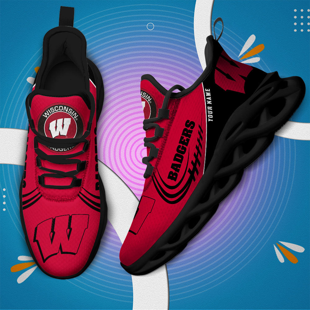 Ideafootwear Wisconsin Badgers NCAA Max Soul Shoes Sneakers For Men And Women