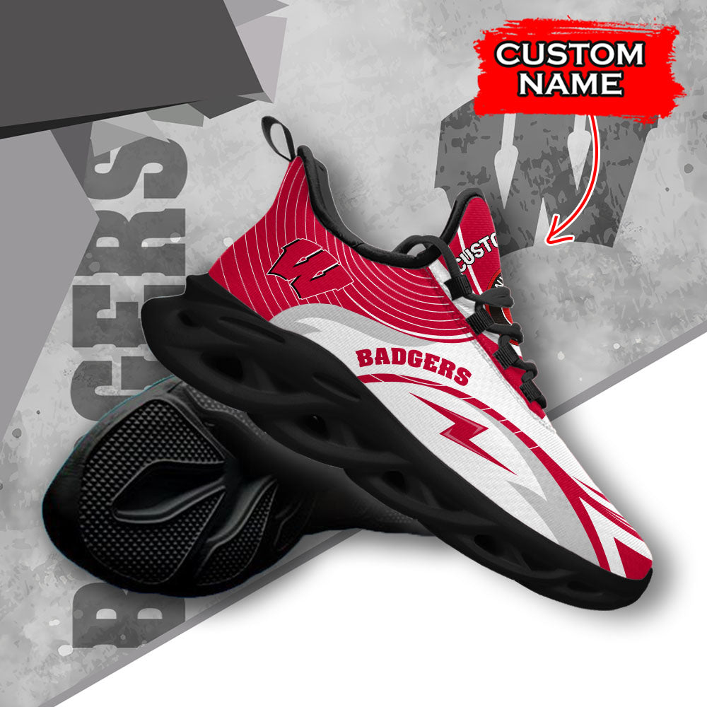Ideafootwear Wisconsin Badgers NCAA Max Soul Shoes Sneakers For Men And Women