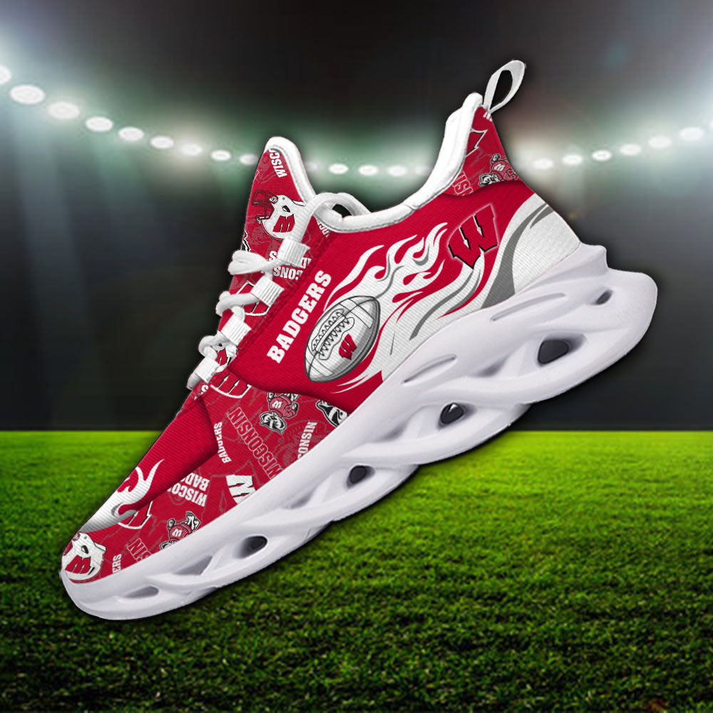 Ideafootwear Wisconsin Badgers NCAA Max Soul Shoes Sneakers For Men And Women
