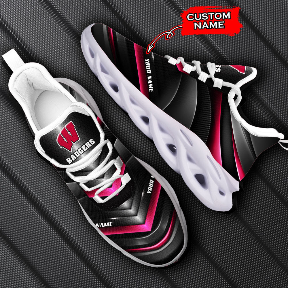 Ideafootwear Wisconsin Badgers NCAA Max Soul Shoes Sneakers For Men And Women