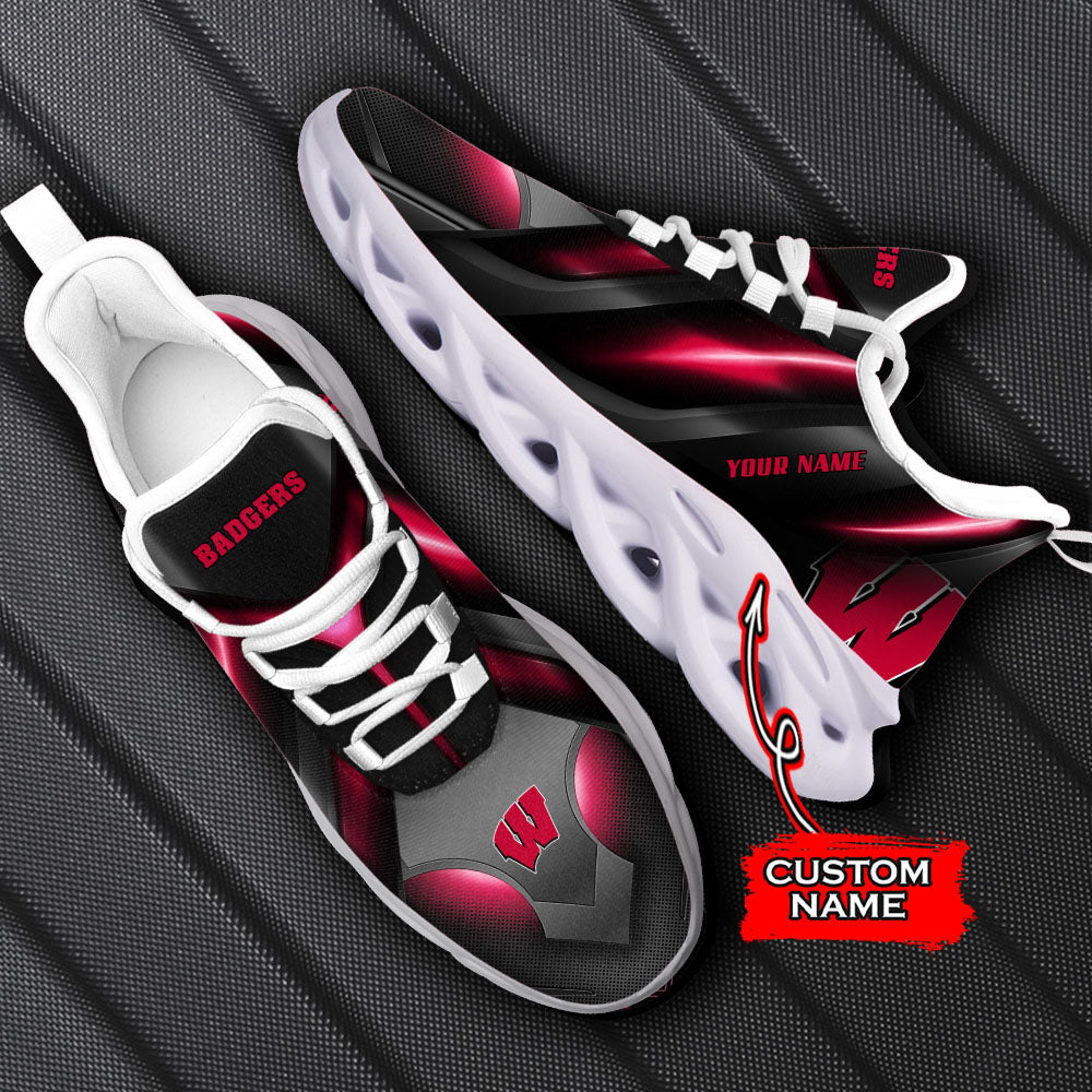 Ideafootwear Wisconsin Badgers NCAA Max Soul Shoes Sneakers For Men And Women