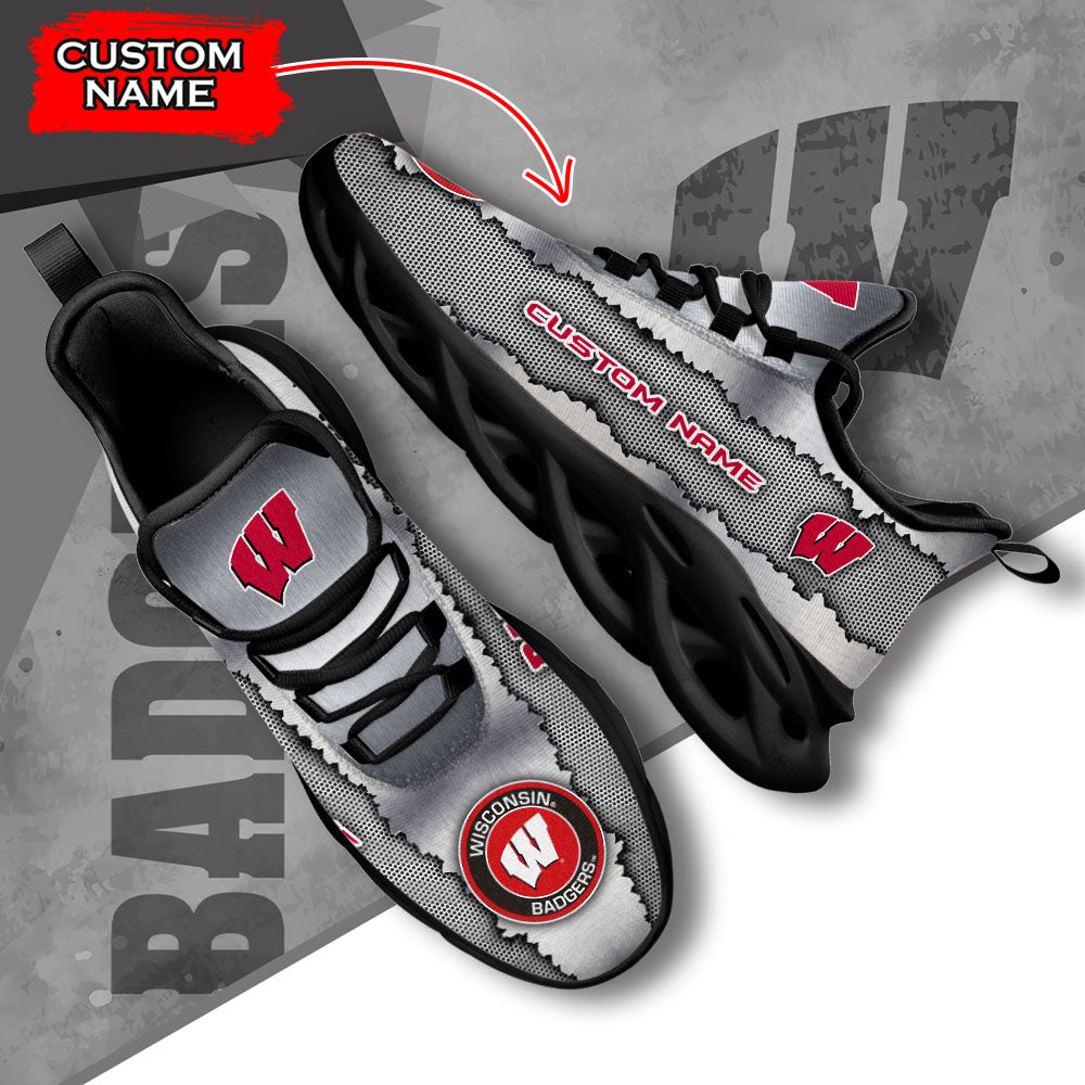 Ideafootwear Wisconsin Badgers NCAA Max Soul Shoes Sneakers For Men And Women