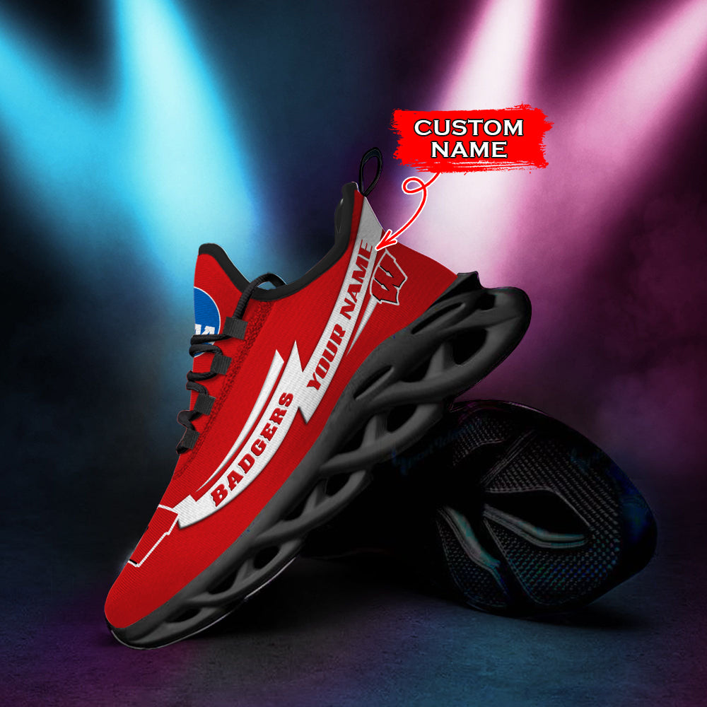 Ideafootwear Wisconsin Badgers NCAA Max Soul Shoes Sneakers For Men And Women