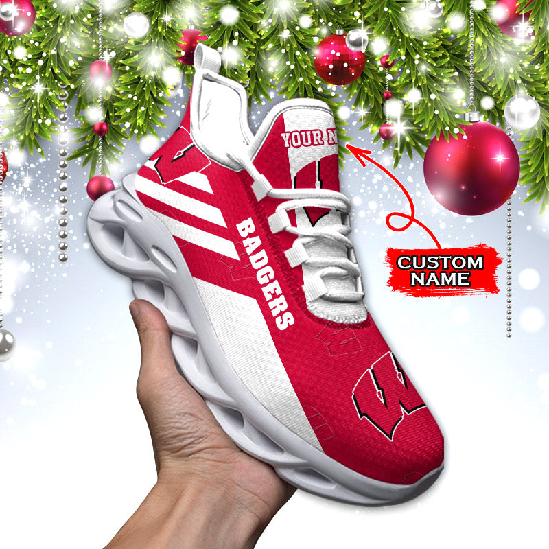 Ideafootwear Wisconsin Badgers NCAA Max Soul Shoes Sneakers For Men And Women