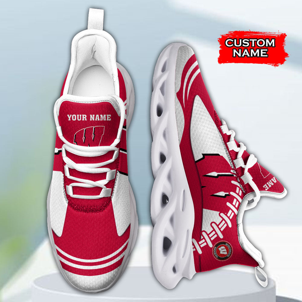 Ideafootwear Wisconsin Badgers NCAA Max Soul Shoes Sneakers For Men And Women